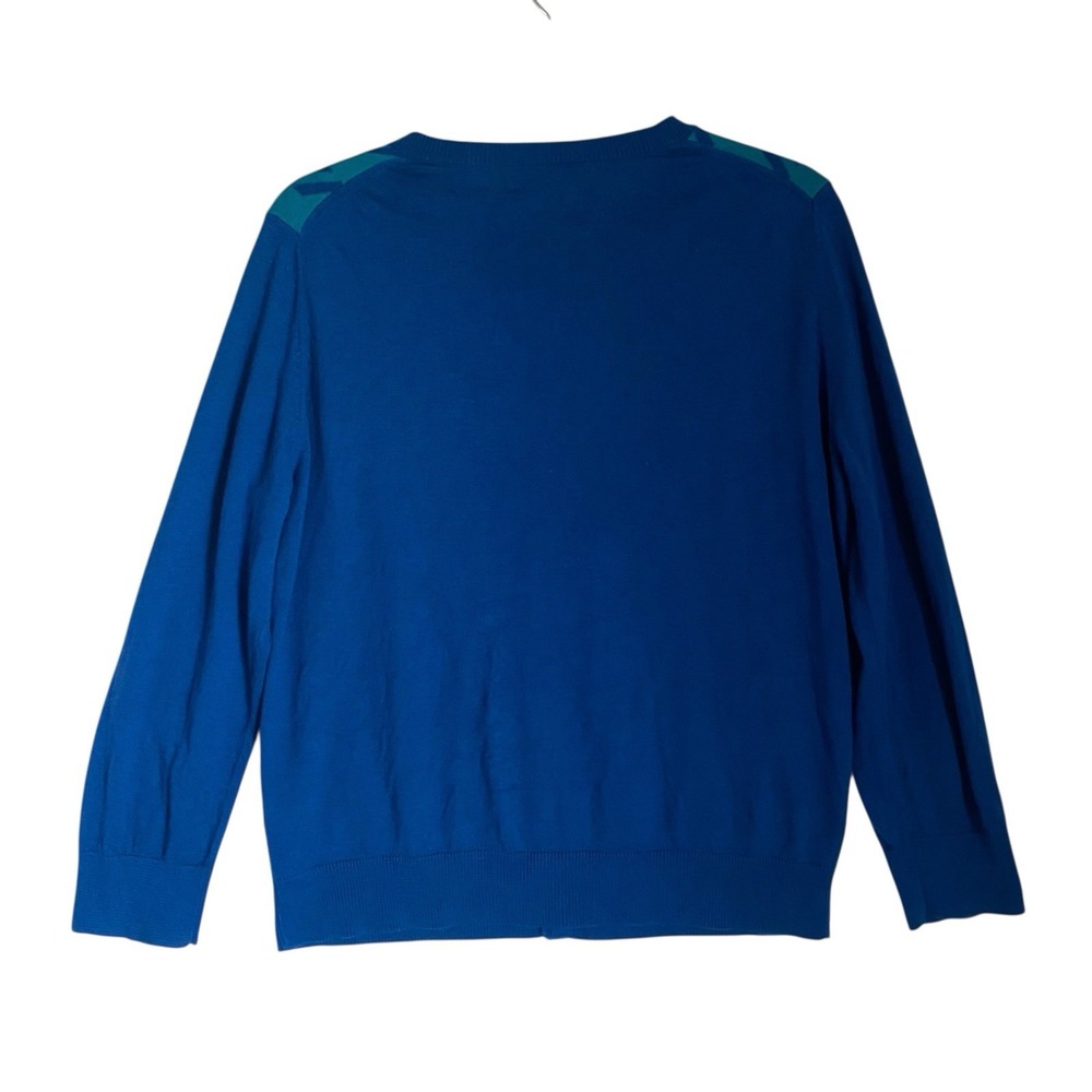 Banana Republic Silk Blend Cardigan Women L Blue Houndstooth Academia Retro Twee - Picture 2 of 8